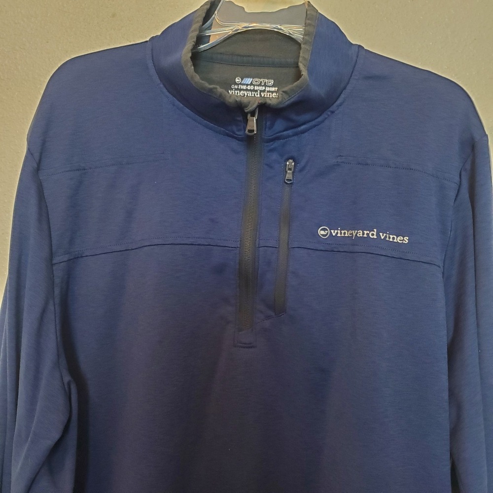 Vineyard Vines OTG On-The-Go Shep Shirt Mens XL Navy Blue Quarter Zip Pullover - Picture 3 of 11
